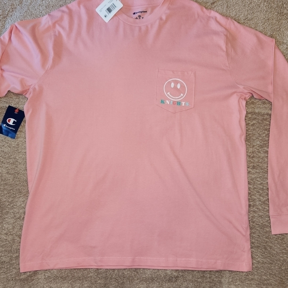 Champion Womens Size XXL Long Sleeve Graphic Pocket T-Shirt UCF Knights Pink